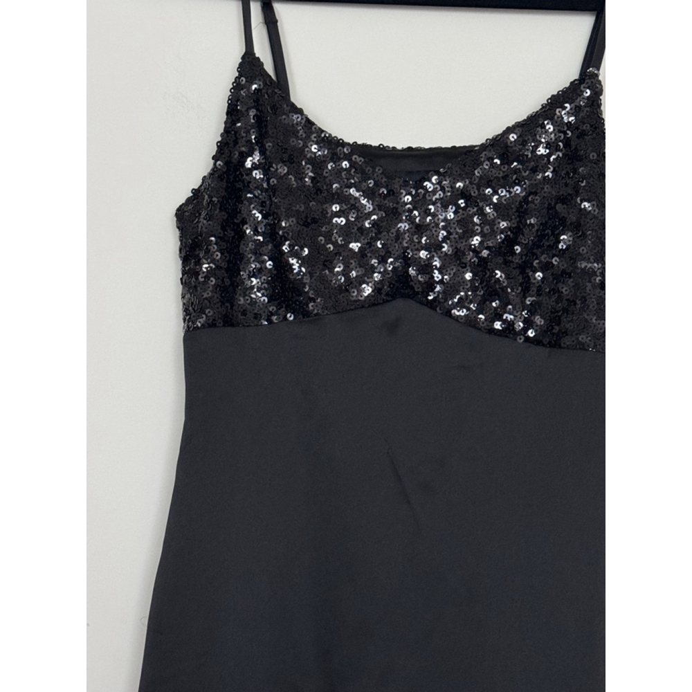 House of Harlow 1960 Satin Slip Dress Size M Black Sequin - Picture 2 of 8
